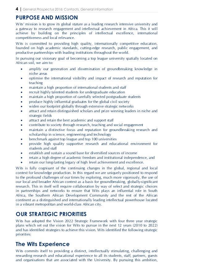 Wits University Prospectus 2016 Pdf